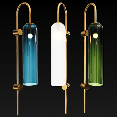 VIANO Wall Light: Elegant Gold Frame with Various Glass Colors 3D model image 1 