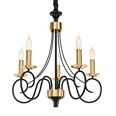 Gleaming Black Gold Chandelier 3D model image 1 