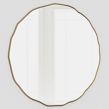 Elegant Wave Wooden Frame Mirror 3D model image 1 