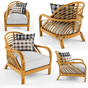 Natural Rattan Edgewater Lounge Chair 3D model image 1 
