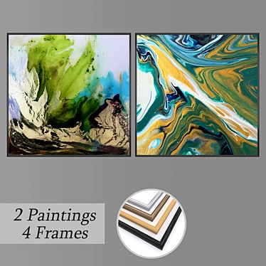 DecorArt Set: 2 Wall Pictures with 4 Frame Options 3D model image 1 