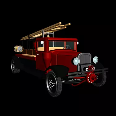 Blazing Red Fire Engine 3D model image 1 