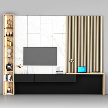 Modern TV Stand: 3100x3900x500mm 3D model image 1 