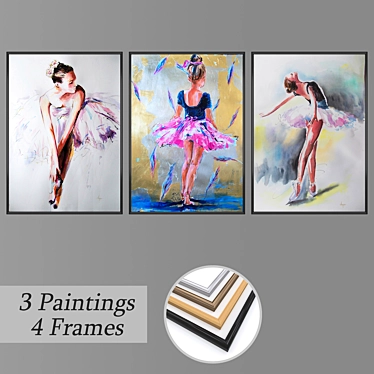 Elegant Wall Art Set with Multiple Frames 3D model image 1 