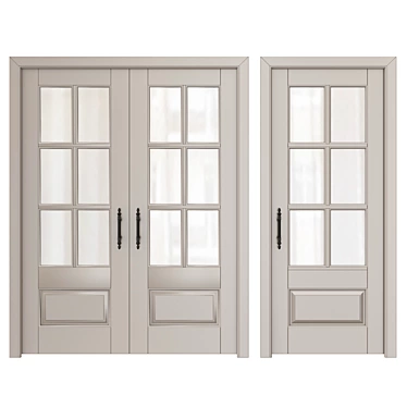 Elegant Classic Interior Doors: Solid Wood, MDF, Enamel Finish & Glass 3D model image 1 