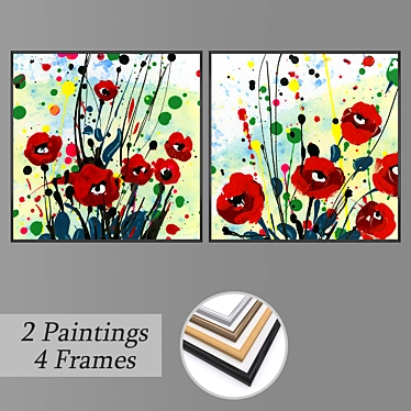 Modern Wall Art Set: 2 Paintings, 4 Frame Options 3D model image 1 