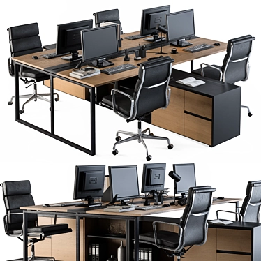 Elegant Efficiency: Office Workspace Set 3D model image 1 