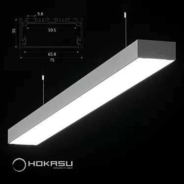 Suspended Linear Luminaire HOKASU 75/35 3D model image 1 