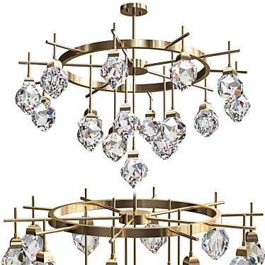 Luxury Crystal Chandelier with Tiered Shades 3D model image 1 