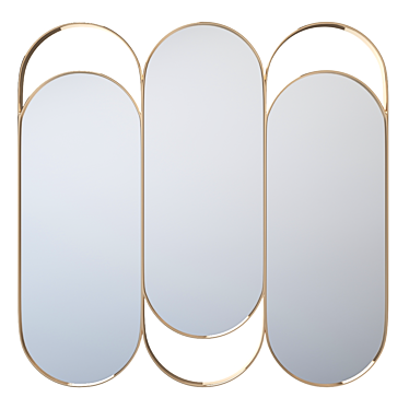 Elegant Triple Brass Mirror 3D model image 1 