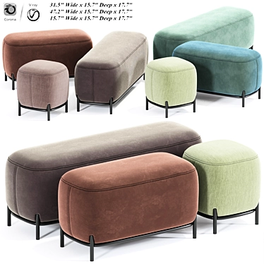 Elegant Hemlock Ottoman: 3D Model 3D model image 1 