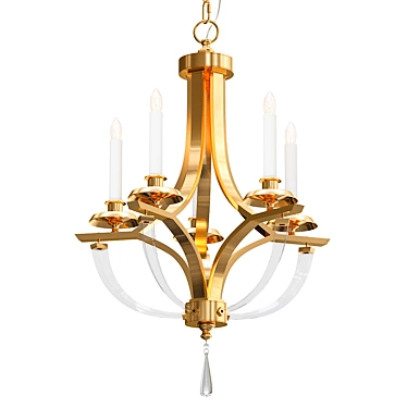 Elegant Bent Crystal Chandelier 3D model image 1 