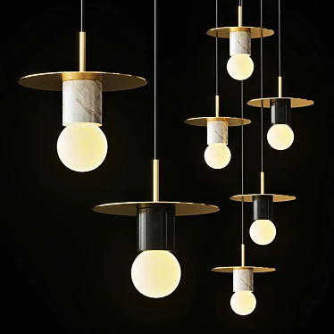 Marble & Brass Pendant Lamp 3D model image 1 