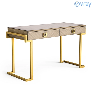 Sleek Wheaton Brown Desk: Modern Design, Two Drawers 3D model image 1 