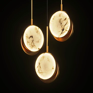 Marble Disks Pendant: Elegant Illumination for Modern Spaces 3D model image 1 