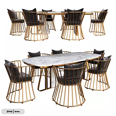 Modern Dining Table Set: Stylish and Functional 3D model image 1 