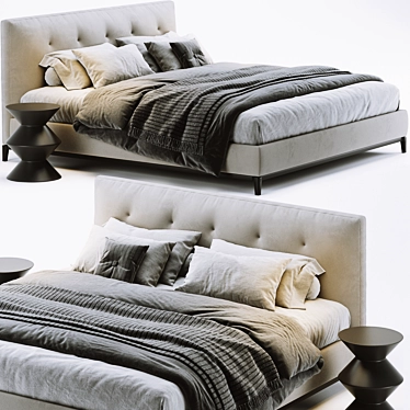 Luxury Minotti Andersen Quilt Bed 3D model image 1 
