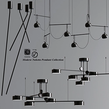 Sleek Tubetto Pendant Lights 3D model image 1 