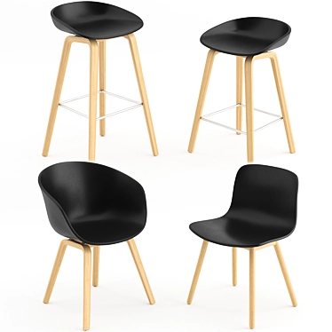 Eco Set: Stools & Chairs by HAY 3D model image 1 