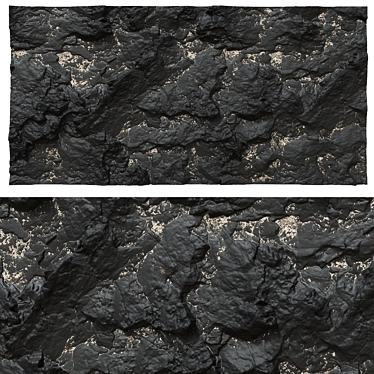 Sleek Black Stone Wall 3D model image 1 