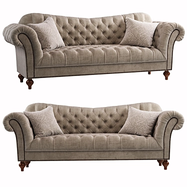 Elegant Vanna Brussel Tufted Sofa 3D model image 1 