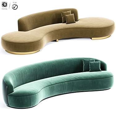 Elegant Pierre Augustin Rose & Serpentine Kagan Sofas 3D model image 1 