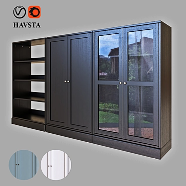 Sleek Glass Door Storage 3D model image 1 