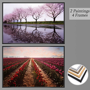 Artistic Wall Decor Set with Multiple Frame Options 3D model image 1 