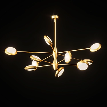 Contemporary LED Chandelier with Biconvex Disc Shades 3D model image 1 