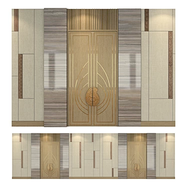 Elevated Wood & Metal Wall Panels 3D model image 1 