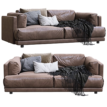 Modern Italian Leather Sofa Family Lounge 3D model image 1 