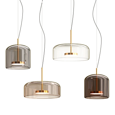 Elegant Blown Glass Pendant Lamps 3D model image 1 