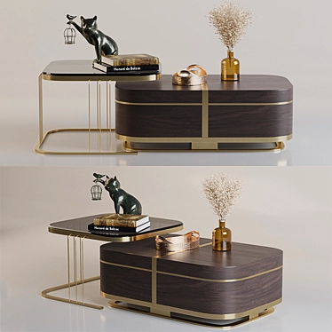 Elegant Gold Nesting Coffee Table 3D model image 1 