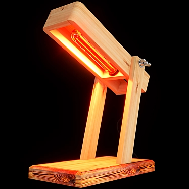 Wooden Desk Lamp 3D model image 1 