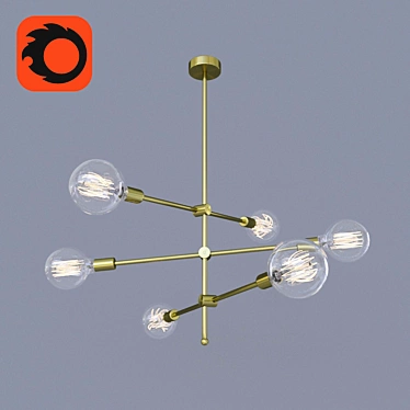 Sleek Hikari Sputnik Chandelier 3D model image 1 