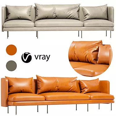 Urban Comfort 3-Seater Sofa 3D model image 1 