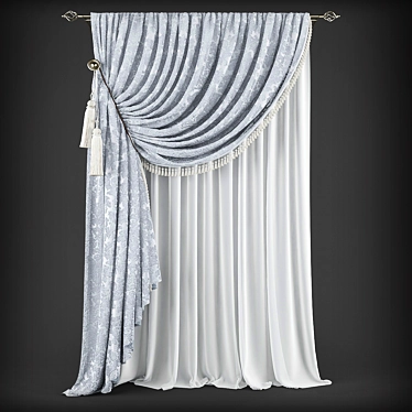 Elegant Polyester Curtains 3D model image 1 