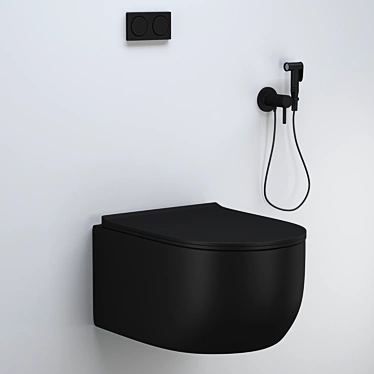 Galassia Black Matte Toilet Set 3D model image 1 