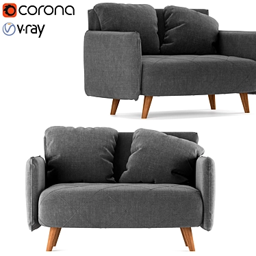 Stylish Cardiff Dark Grey Sofa 3D model image 1 