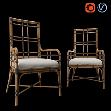 Tropical Seaview Armchair: Stylish and Comfortable 3D model image 1 