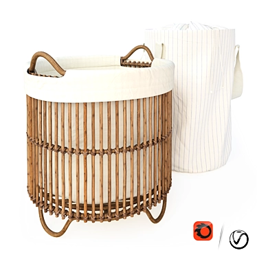 Stylish Laundry Baskets for a Tidy Home 3D model image 1 