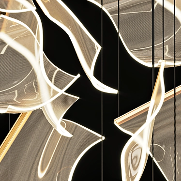 Modern Curved Acrylic Chandelier 3D model image 1 