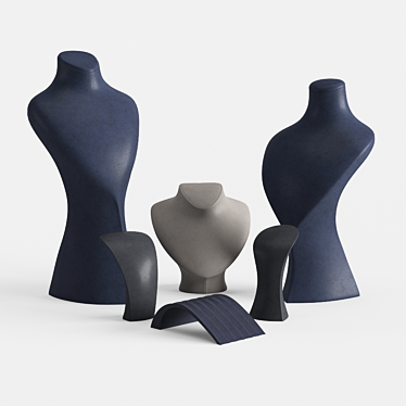 Elegant Jewelry Mannequins: 6 Sets 3D model image 1 