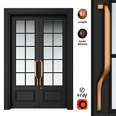 Elmes Archism T2084 Door Set: Classic Style with Anodized Handle & Clear Tinted Glass 3D model image 1 
