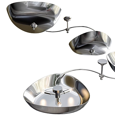 Italian Nickel-Plated Light Fixture 3D model image 1 