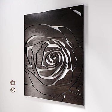 Rose Chrome Decor Panel | Elegant Wall Art 3D model image 1 