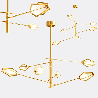 Golden Diamond W Chandelier 3D model image 1 