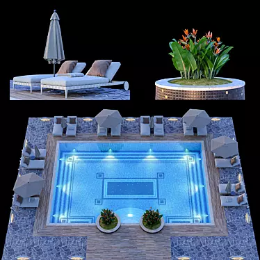Luxurious Flexform Swimming Pool Set 3D model image 1 