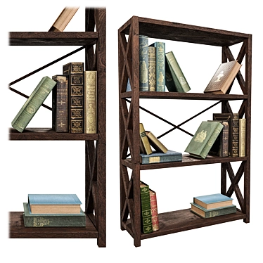 15 Unique Books & Wooden Country Rack 3D model image 1 