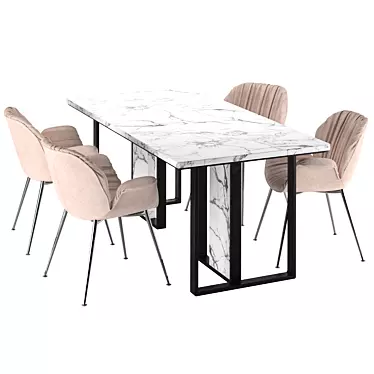 Modern Dining Table Set 3D model image 1 